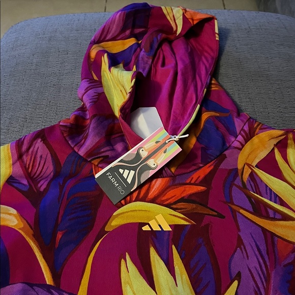 FARM Rio x Adidas Collab Colorful Floral Cropped Hoodie - Picture 9 of 10
